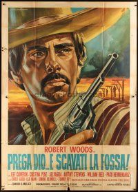 3d103 PRAY TO GOD & DIG YOUR GRAVE Italian 2p '68 cool spaghetti western art by Mario Piovano!