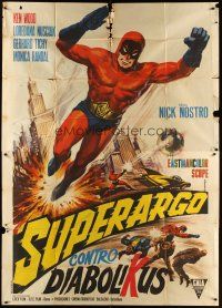 3d110 SUPERARGO VS. DIABOLICUS Italian 2p '66 cool art of masked hero by Renato Casaro!