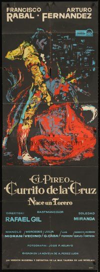 3d003 CURRITO OF THE CROSS Spanish 36x74 '65 incredible colorful E Medrano silkscreen art of matador