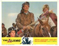 3e166 ALAMO LC #6 R67 great close up of smiling John Wayne in coonskin cap as Davy Crockett!