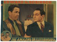 3e173 AMAZING DR. CLITTERHOUSE LC '38 best close up of Edward G. Robinson & Humphrey Bogart!