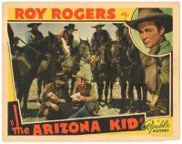 3e182 ARIZONA KID LC '39 cowboy Roy Rogers & Gabby Hayes help wounded man on ground!
