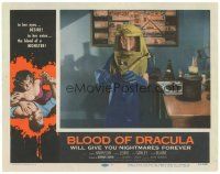3e225 BLOOD OF DRACULA LC #1 '57 cool border art of female vampire Sandra Harrison attacking!