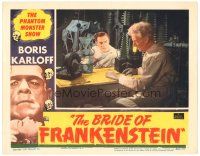 3e239 BRIDE OF FRANKENSTEIN LC R53 close up of Colin Clive & Ernest Thesiger in laboratory!