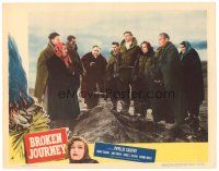 3e243 BROKEN JOURNEY LC #4 '48 Phyllis Calvert & 8 top cast members gathered around grave!