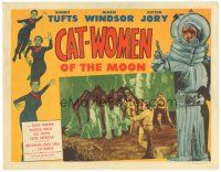 3e266 CAT-WOMEN OF THE MOON LC '53 cool border art, plus astronauts surrounding huge spider!