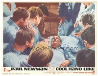 3e298 COOL HAND LUKE LC #5 '67 beaten Paul Newman on his bunk with all the men gathered around!