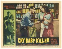 3e316 CRY BABY KILLER LC #4 '58 Jack Nicholson in his first role holding gun on woman & baby!