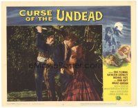 3e319 CURSE OF THE UNDEAD LC #2 '59 close up of man about to stab kissing lovers under tree!