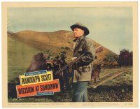 3e343 DECISION AT SUNDOWN LC #2 '57 c/u of Randolph Scott with rifle, directed by Budd Boetticher!