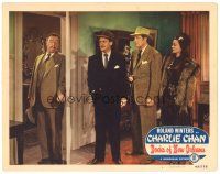 3e368 DOCKS OF NEW ORLEANS LC #8 '48 bad guys watch Roland Winters as Charlie Chan open door!