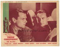 3e410 FOREIGN CORRESPONDENT LC R48 Alfred Hitchcock, close up of George Sanders & Joel McCrea!