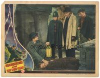3e415 FRANKENSTEIN MEETS THE WOLF MAN LC '43 Knowles, Hoey, Corey & another man examine body in tomb