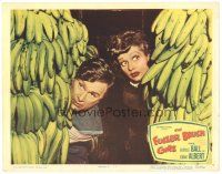 3e422 FULLER BRUSH GIRL LC #3 '50 close up of Lucille Ball & Eddie Albert hiding behind bananas!