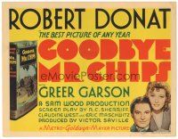 3e058 GOODBYE MR. CHIPS TC '39 Robert Donat, pretty Greer Garson, from James Hilton's book!