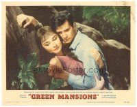 3e462 GREEN MANSIONS LC #3 '59 Anthony Perkins finds his loved one Audrey Hepburn in the forest!