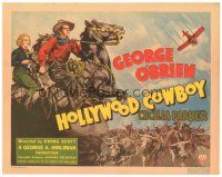 3e061 HOLLYWOOD COWBOY TC '37 art of cowboy George O'Brien & Cecilia Parker with cattle herd!
