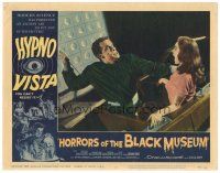 3e496 HORRORS OF THE BLACK MUSEUM LC #4 '59 scary guy w/ knife attacks screaming Shirley Anne Field!