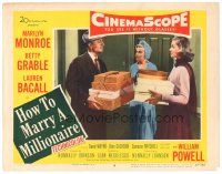 3e500 HOW TO MARRY A MILLIONAIRE LC #8 '53 Powell gives gifts to Marilyn Monroe & Lauren Bacall!