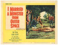 3e510 I MARRIED A MONSTER FROM OUTER SPACE LC #8 '58 men with dog catch an alien in true form!