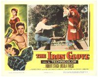 3e525 IRON GLOVE LC '54 close up of Robert Stack holding sword duelling with guard!