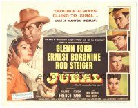 3e064 JUBAL TC '56 cowboys Glenn Ford, Ernest Borgnine & Rod Steiger, sexy French & Farr!
