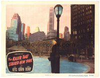 3e543 KILLER THAT STALKED NEW YORK LC #5 '50 cool image of Evelyn Keyes in city park by lamp post!