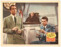 3e558 LEAVE HER TO HEAVEN LC '45 judge watches Vincent Price question Cornel Wilde on the stand!