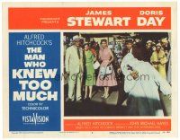 3e586 MAN WHO KNEW TOO MUCH LC #4 '56 James Stewart & Doris Day watch Daniel Gelin w/ knife in back!