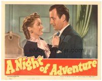3e660 NIGHT OF ADVENTURE LC '44 romantic close up of Tom Conway & pretty Audrey Long!