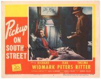3e699 PICKUP ON SOUTH STREET LC #4 '53 Richard Kiley bribes Thelma Ritter, Sam Fuller classic!