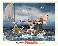 3e704 PINOCCHIO LC R78 Disney classic cartoon, close up with Gepetto & Figaro on raft!
