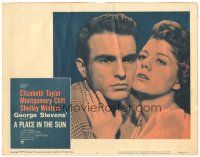 3e709 PLACE IN THE SUN LC #7 R59 romantic close up of Montgomery Clift & Shelley Winters!
