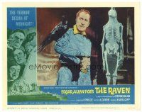 3e737 RAVEN LC #2 '63 great close up of Vincent Price with bird perched on his shoulder, Poe!
