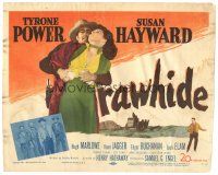 3e097 RAWHIDE TC '51 close up of Tyrone Power, pretty Susan Hayward & baby girl!