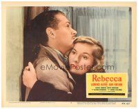 3e747 REBECCA LC #3 R56 Alfred Hitchcock, best close up of Laurence Olivier & Joan Fontaine!