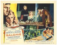 3e767 SALOME LC #6 '53 Charles Laughton watches Stewart Granger kiss Rita Hayworth's hand!