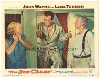 3e777 SEA CHASE LC #2 '55 sexy Lana Turner & John Qualen with John Wayne holding a gun!