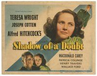 3e009 SHADOW OF A DOUBT TC '43 directed by Alfred Hitchcock,Teresa Wright, Joseph Cotten