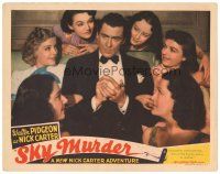 3e808 SKY MURDER LC '40 c/u of Walter Pidgeon as Nick Carter surrounded by beautiful girls!