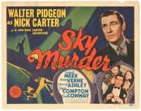 3e106 SKY MURDER TC '40 Walter Pidgeon as detective Nick Carter!, cool airplane artwork!