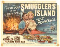 3e107 SMUGGLER'S ISLAND TC '51 art of Jeff Chandler & sexy Keyes, Pirate Port of the China Seas!