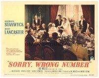 3e829 SORRY WRONG NUMBER LC #8 '48 Burt Lancaster & Barbara Stanwyck cut the cake at the wedding!