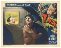 3e898 T-MEN LC #7 '48 Anthony Mann film noir, Wallace Ford watches Charles McGraw sabotage sauna!
