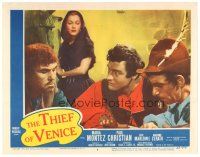 3e879 THIEF OF VENICE LC #4 '52 sexy Maria Montez watches three men talking at table!