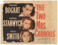 3e129 TWO MRS. CARROLLS TC '47 great image of Humphrey Bogart, Barbara Stanwyck & Alexis Smith!
