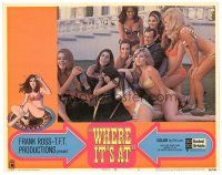 3e966 WHERE IT'S AT LC #4 '69 c/u of David Janssen with nine sexy Las Vegas showgirls in bikinis!