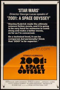 3g009 2001: A SPACE ODYSSEY 1sh R78 George Lucas raves about Kubrick's sci-fi classic!