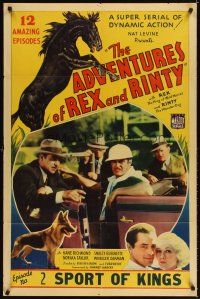 3g019 ADVENTURES OF REX & RINTY chapter 2 1sh '35 serial about a horse & German Shepherd dog!