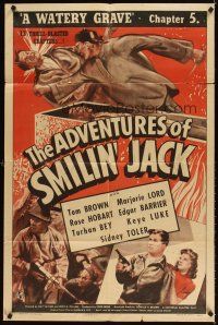 3g020 ADVENTURES OF SMILIN' JACK chapter 5 1sh '42 Tom Brown Universal serial, A Watery Grave!